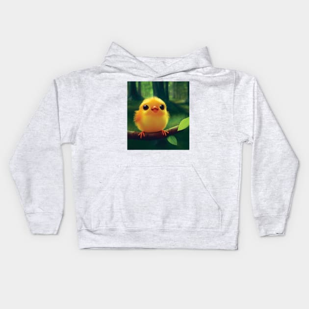 Cute Fluffy Chick or Baby Yellow Bird Kids Hoodie by Geminiartstudio